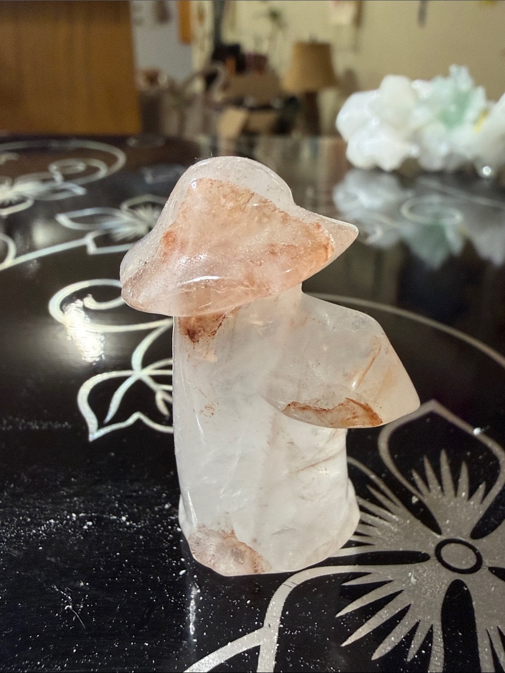Hand-Carved Clear & Peach Crystal Figure - Home Accents